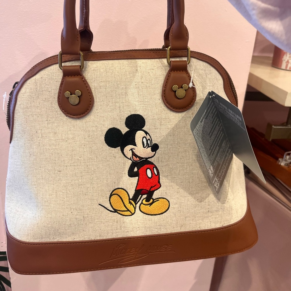 Mickey Mouse Tan and Brown Satchel Women's Bag